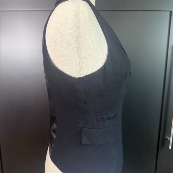 bebe Ruffle Shirt Black White, Tailored Vest M, Silver Statement Bracelet Bundle - Picture 3 of 14